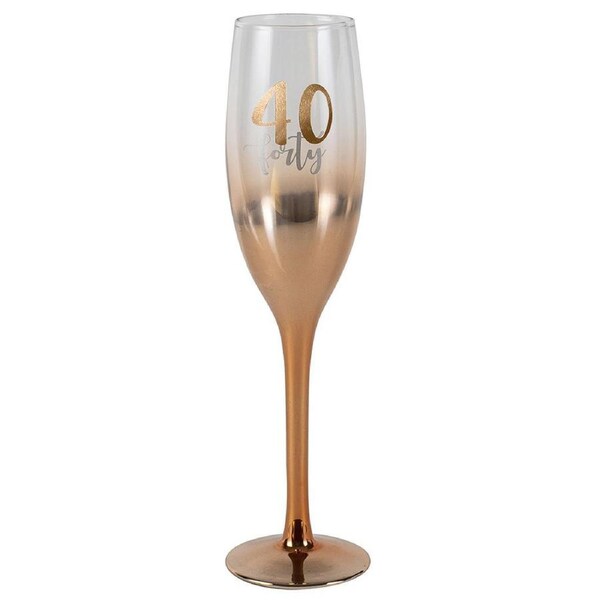 Birthday 40th Champagne/Alcohol Beverage Rose Gold Ombre 150ml Drinking Glass