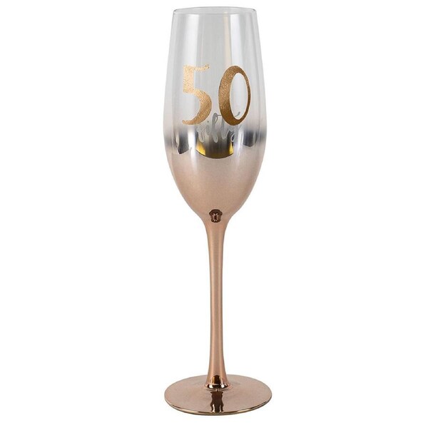 Birthday 50th Champagne/Alcohol Beverage Rose Gold Ombre 150ml Drinking Glass