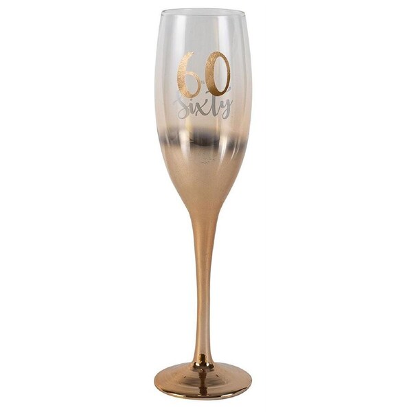 Birthday 60th Champagne/Alcohol Beverage Rose Gold Ombre 150ml Drinking Glass