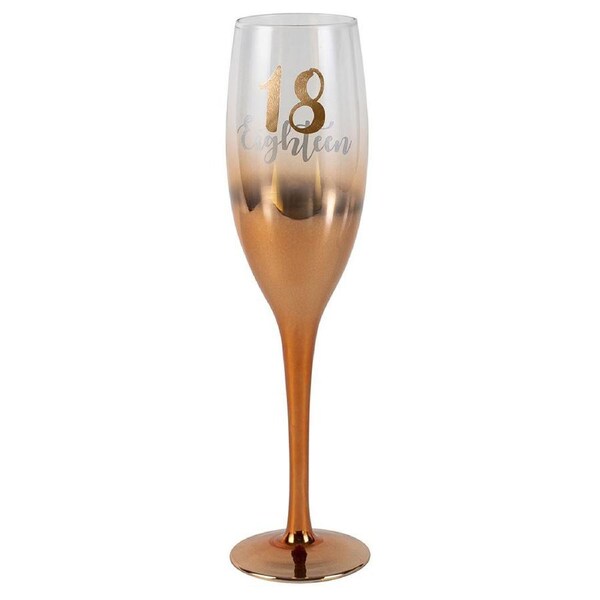 Birthday 18th Champagne/Alcohol Beverage Rose Gold Ombre 150ml Drinking Glass