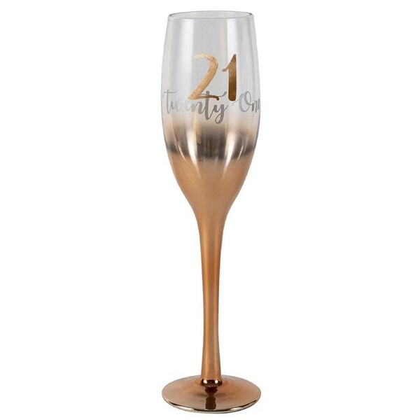 Birthday 21st Champagne/Alcohol Beverage Rose Gold Ombre 150ml Drinking Glass