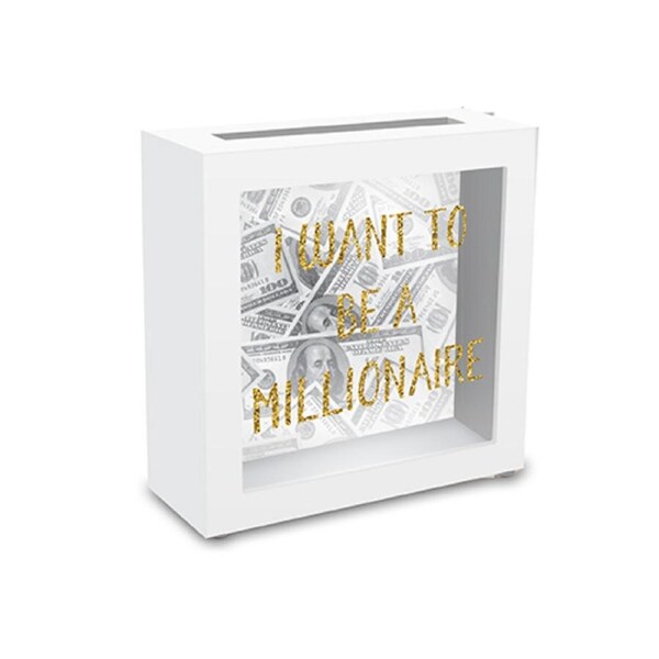 I Want To Be A Millionaire Decorative Funny Money Bank Gold Glitter 19cm Clear