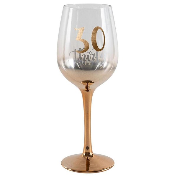 Birthday 30th Celebration Rose Gold Ombre Decal 430ml Wine Drinking Glass