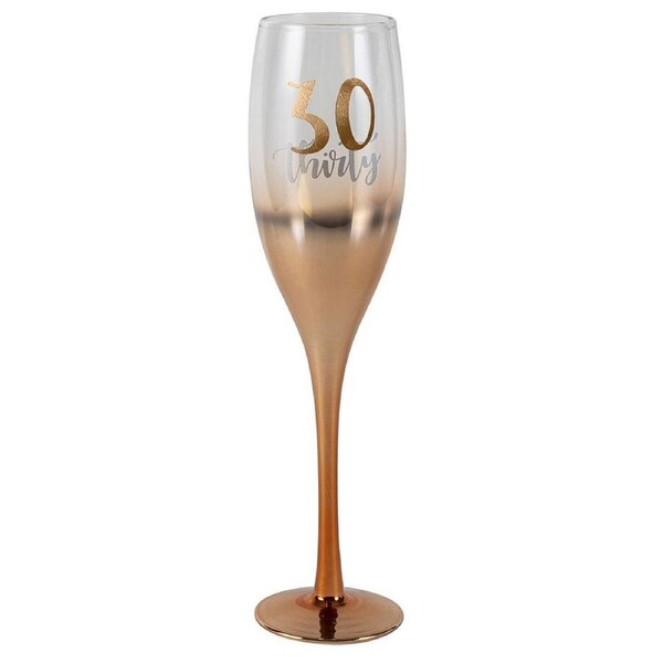 Birthday 30th Champagne/Alcohol Beverage Rose Gold Ombre 150ml Drinking Glass