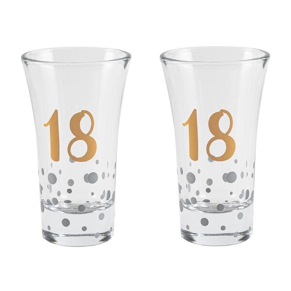 2PK 18th Birthday Rose Gold Liquor/Spirit Shot Party Drinking Alcohol Glass/Cup