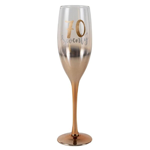 Birthday 70th Champagne/Alcohol Beverage Rose Gold Ombre 150ml Drinking Glass