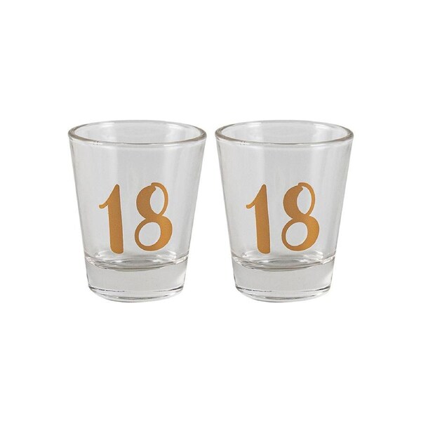 2PK Birthday 18th Celebration Rose Gold Liquor Alcohol Shot Glass 30ml Drink Cup