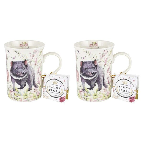 2PK Flora & Fauna Tassie Devil 360ml Native Wildlife Ceramic Decorated Gift Mug