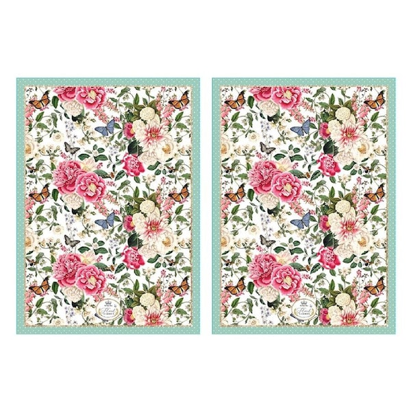2PK Floral Garden Decorative 70cm Printed Mint Kitchen Cooking Tea Towel Cloth