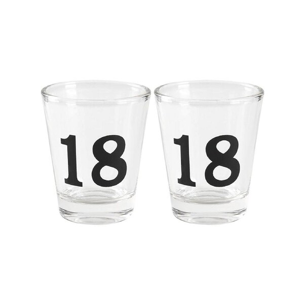 2PK Birthday Celebration 18th Novelty Spirit Alcohol Shot Drinking Glass 9cm