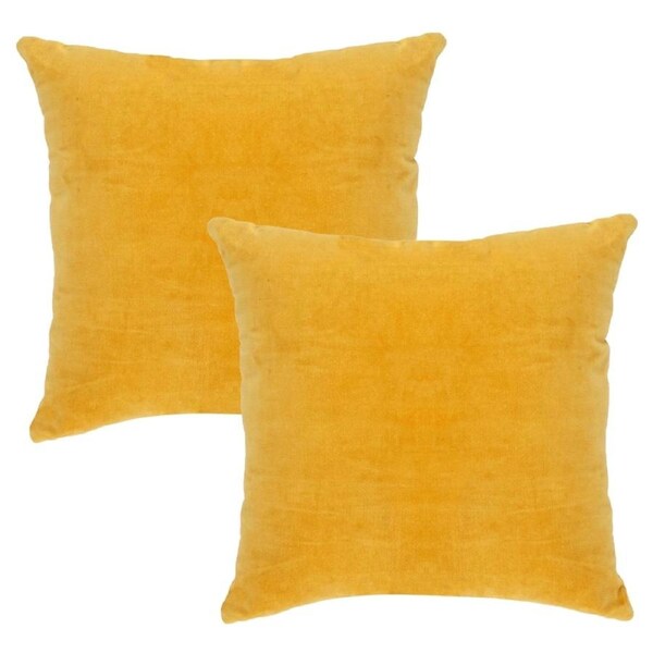 SoftTouch Cotton Velvet Cushion 2 Pce 45cm x 45cm Yellow Cushions