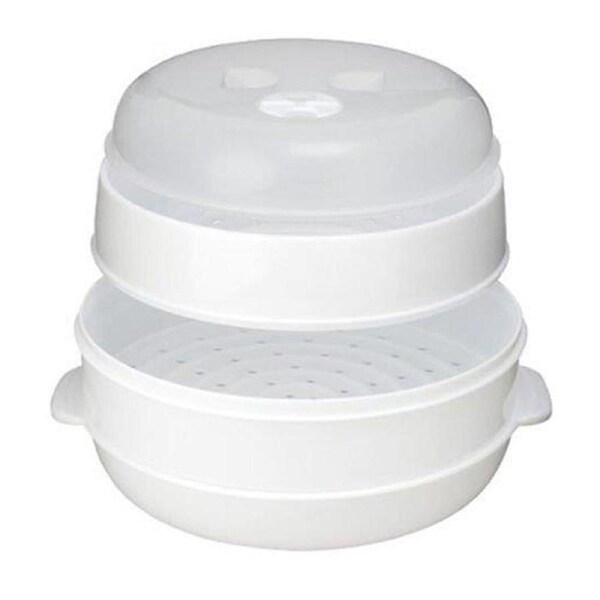 Microwave Steamer 2 TIER Double layer Cooking Meals Vegetables Kitchen Appliance