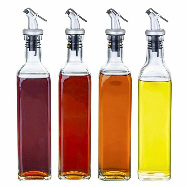 4pcs 500ml Olive Oil Vinegar Pourer Dispenser Glass Bottle Kitchen Tools Cooking