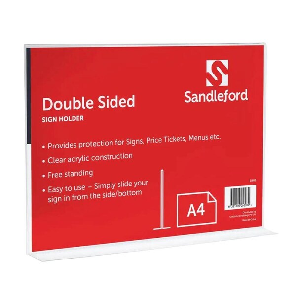 Sandleford A4 Double-sided T-Shape Sign Holder Landscape W29.7cm x D7.8 x H21cm
