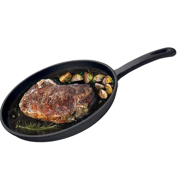 Cast Iron Griddle/Pan Skillet, Pre-Seasoned Comal for Gass Stove Pizza, Steak, Grill, Pancakes