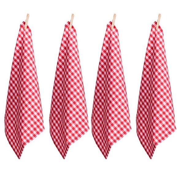 Rans Kitchen Dining Table Napkin Red Gingham 45x45cm Pack 4