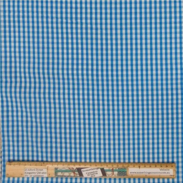 Quilting Patchwork Sewing Fabric 4mm Mid Blue Gingham 145x50cm