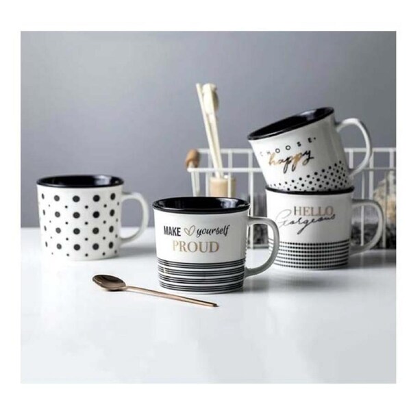 French Country Chic Kitchen Tea Coffee Mugs Hello Gorgeous Set of 4