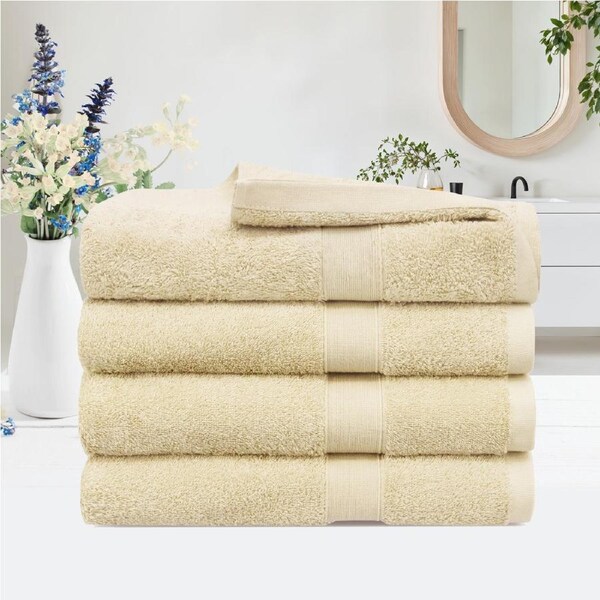 LINENOVA 4pcs Pure Cotton Bath Towels Set 550GSM Soft Hotel Quality Towels Linen