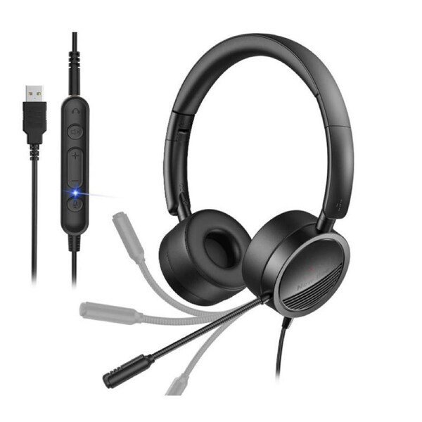 USB Headset with Micphone New bee H360 Call Controls Noise Cancelling Computer Headset Office Headset Call Center Headset for Skype, Zoom, Laptop,