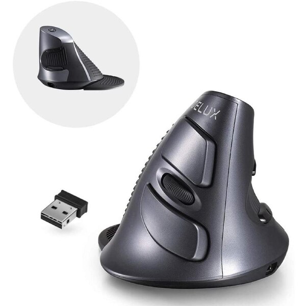 Delux M618G Rechargeable Vertical Wireless Mouse Ergonomic 4000 DPI Optical Mic