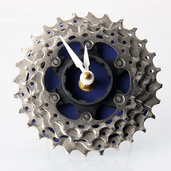 Handmade Clock - Blue Bicycle Cassette Gear Desk Clock Made from Recycled Parts