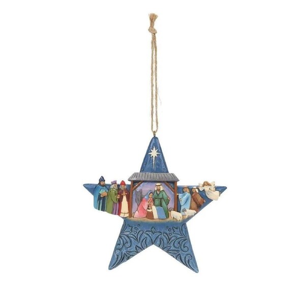 Jim Shore Heartwood Creek - Star with Nativity Scene Hanging Ornament