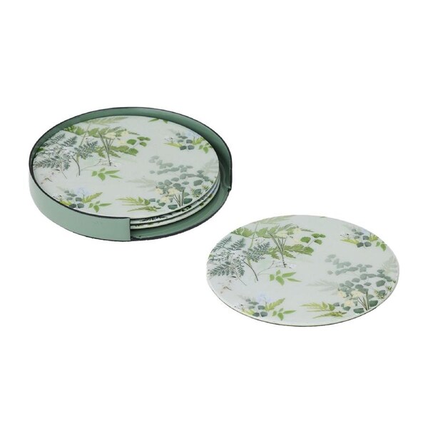 4pc Pilbeam Living Maidenhair Drink Coasters Dining/Entertaining Green Iron