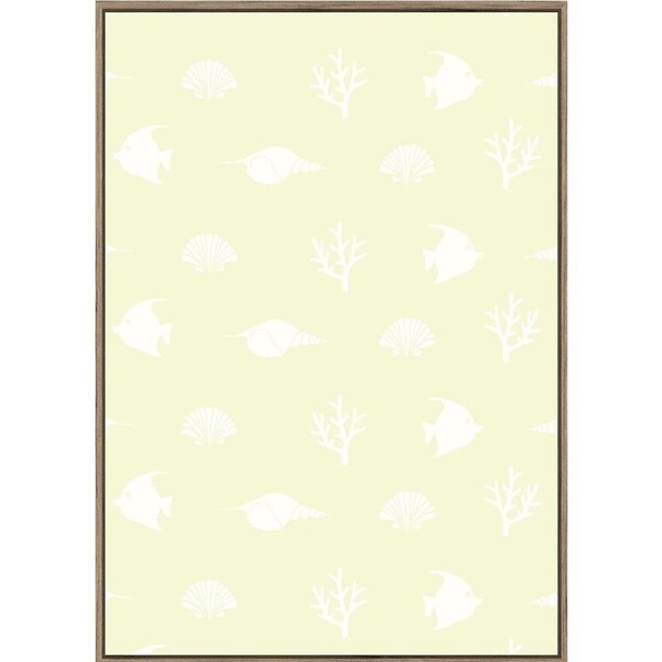 Rayell Wood Framed Kids Wall Hanging Artwork Decor Aquatic Soft Yellow 50x70cm
