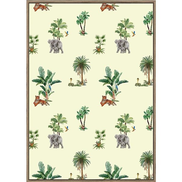 Rayell Wood Framed Kids Wall Hanging Artwork Wilderness Soft Yellow 50x70cm