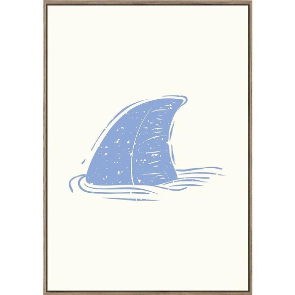 Rayell Wood Framed Kids Wall Hanging Artwork Shark Fin Natural Cream 50x70cm