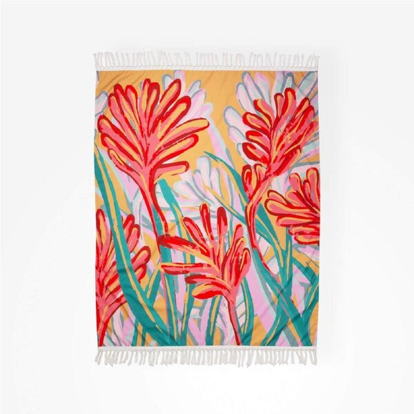 Rayell Canvas Soft Warm Tassel Throw Blanket Blissful Blossom Original 130x170cm