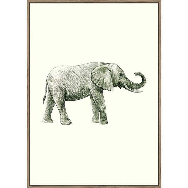 Rayell Wood Framed Kids Wall Hanging Artwork Elephant Natural Cream 50x70cm