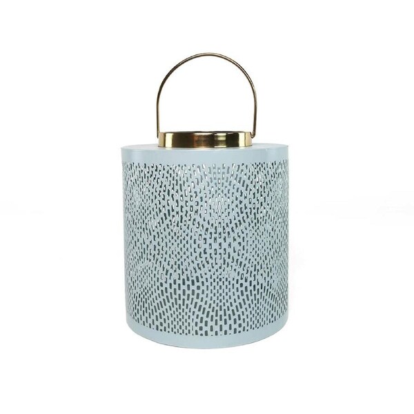 Rayell Lantern Outdoor Metal Candle Holder Muttrah Sky Blue Medium 26x28x26cm