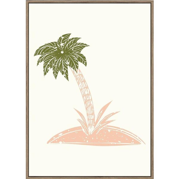 Rayell Wood Framed Kids Wall Hanging Artwork Palm Trees Natural Cream 50x70cm