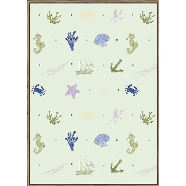 Rayell Wood Framed Kids Wall Hanging Artwork Decor Pacific Sage Green 50x70cm