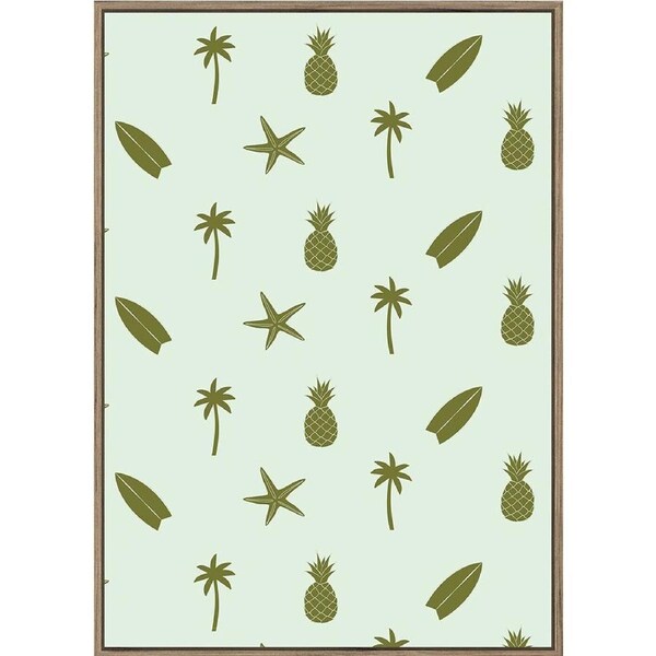 Rayell Wood Framed Kids Wall Hanging Artwork Decor Coastline Mint Green 50x70cm