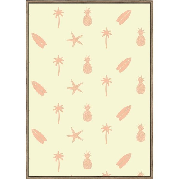 Rayell Wood Framed Kids Wall Hanging Artwork Coastline Soft Yellow 50x70cm