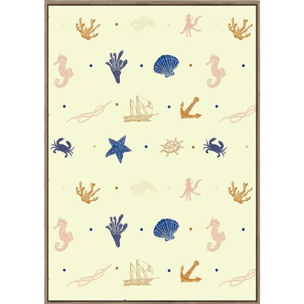 Rayell Wood Framed Kids Wall Hanging Artwork Decor Pacific Soft Yellow 50x70cm