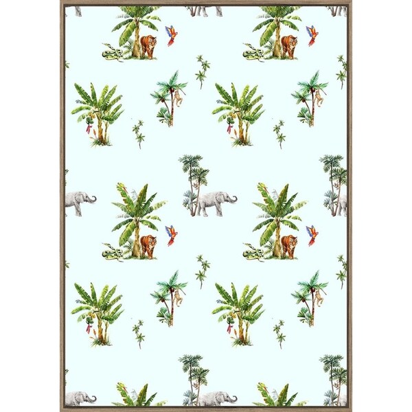 Rayell Wood Framed Kids Wall Hanging Artwork Jungle Sky Blue 50x70cm Decor