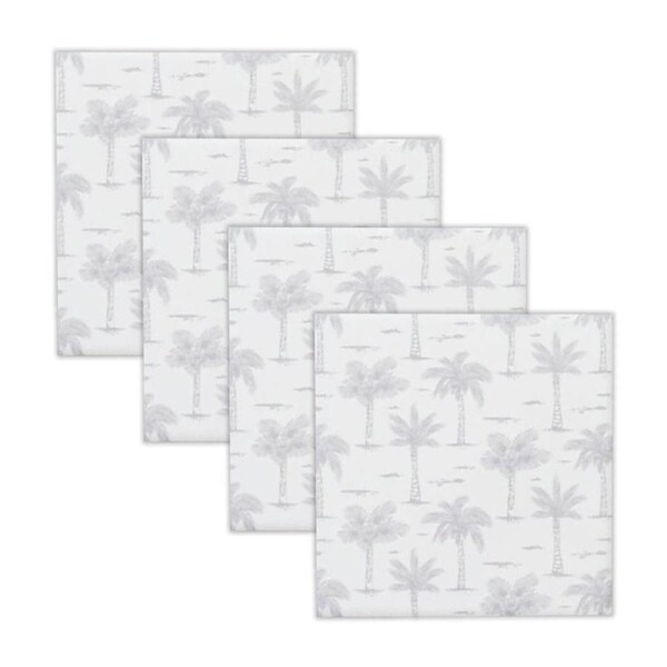 4pc Rayell Ceramic Printed Coaster Paradise's Palms Grey Drink Glass Holder Set