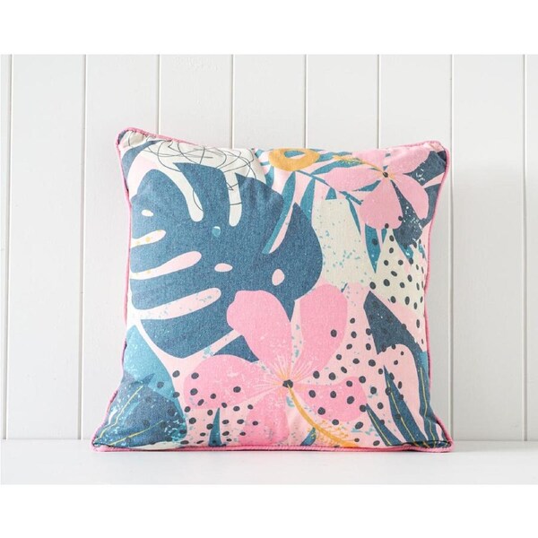 Rayell Indoor Square Cushion Flower Power Print Home/Lounge Decor Pink 45x45cm