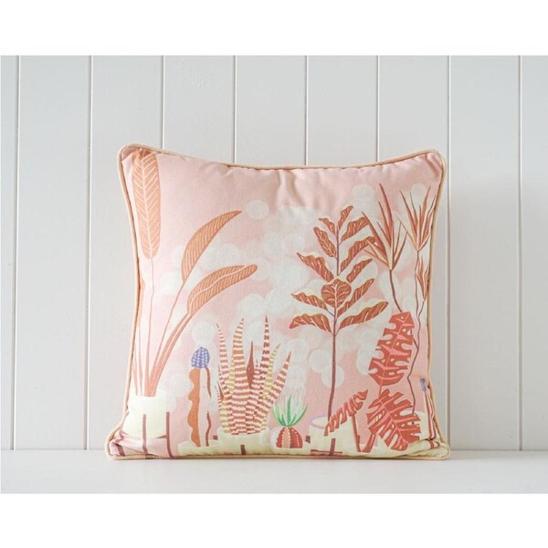 Rayell Indoor Square Cushion Plant Town Print Home/Lounge Decor Brown 45x45cm