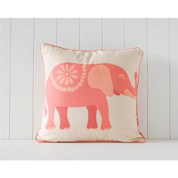 Rayell Indoor Square Cushion Elephant Print Bedroom/Lounge Decor Pink 45x45cm