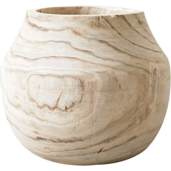 Rayell Timber Wood Round Flower Pot/Planter Indoor Garden Rustic Hazel 34x27cm