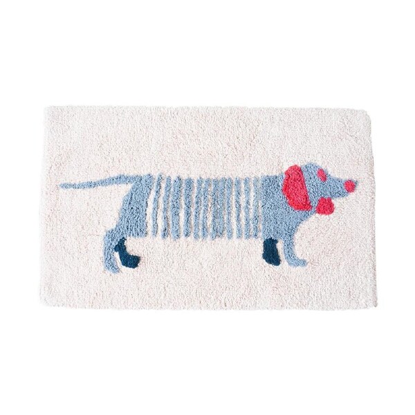Rayell Bathroom/Shower Drying Mat Soft Absorbent Rug Puppy Print Pink 80x50cm