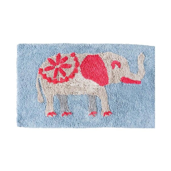 Rayell Bathroom/Shower Drying Mat Soft Absorbent Rug Ely Print Blue 80x50cm