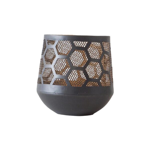 Rayell Hurricane Zeke Small Metal Tealight Candlle Holder Gold Decor 13.5x13.5cm