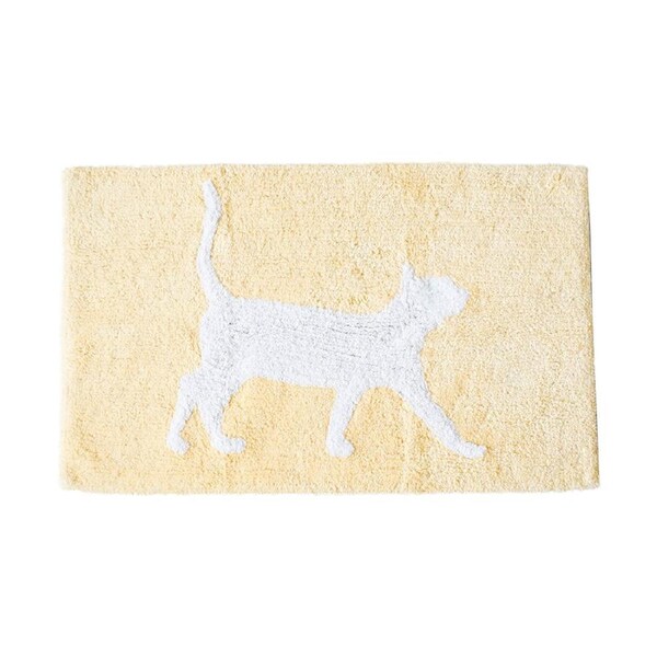 Rayell Bathroom/Shower Drying Mat Soft Absorbent Rug Kitty Print Yellow 80x50cm