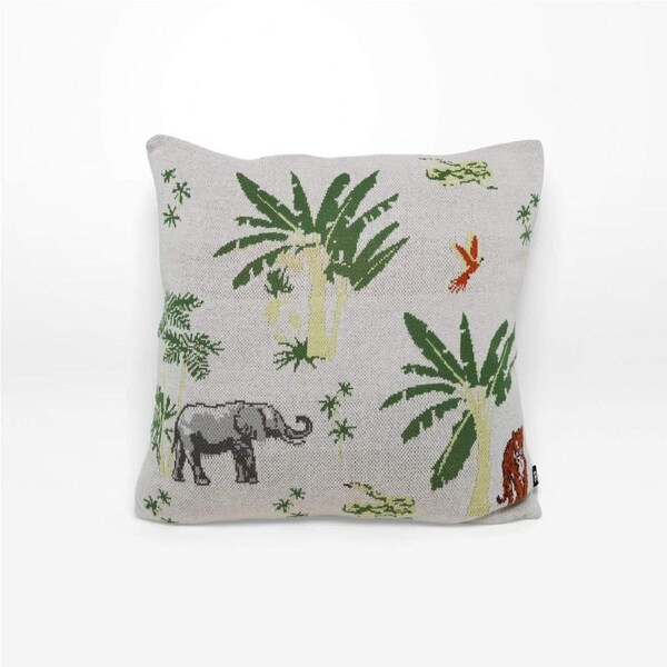 Rayell Kids Lounge/Bed Cushion Jungle Print Natural Cream 45x45cm Home Decor